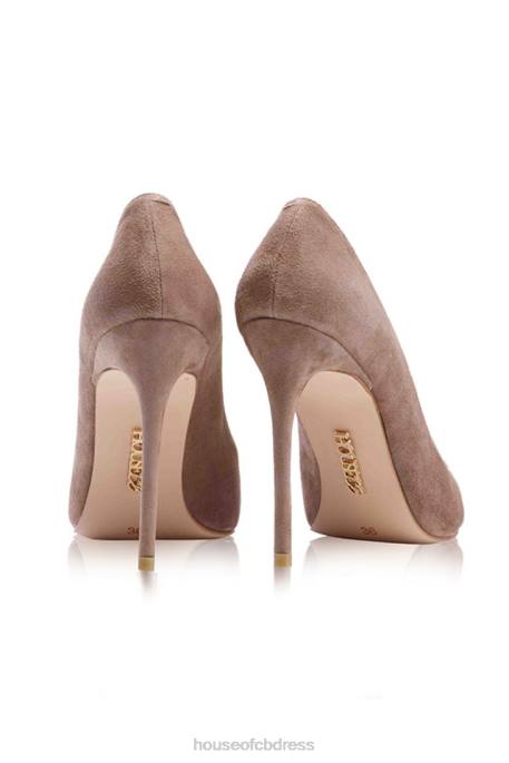 House of CB PARIS 4\' Mocha Suede Pointy Toe Heels Shoes 4H6N1125