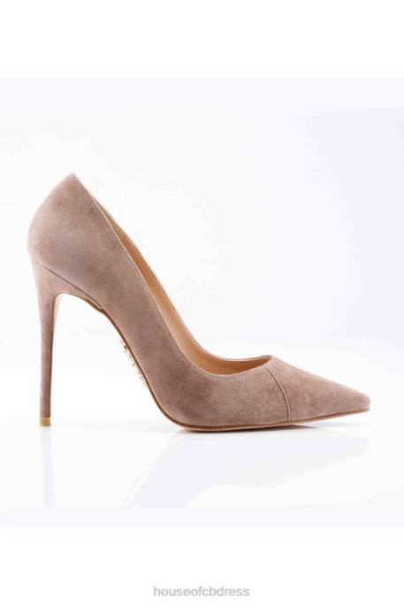 House of CB PARIS 4\' Mocha Suede Pointy Toe Heels Shoes 4H6N1125