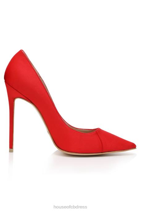 House of CB PARIS 5\' Scarlet Satin Pointy Toe Heels Shoes 4H6N1069