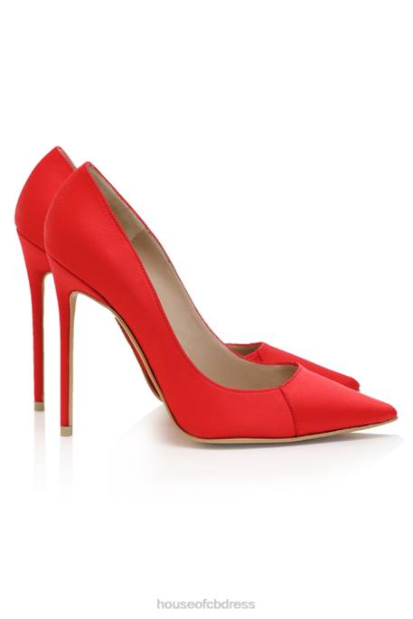 House of CB PARIS 5\' Scarlet Satin Pointy Toe Heels Shoes 4H6N1069