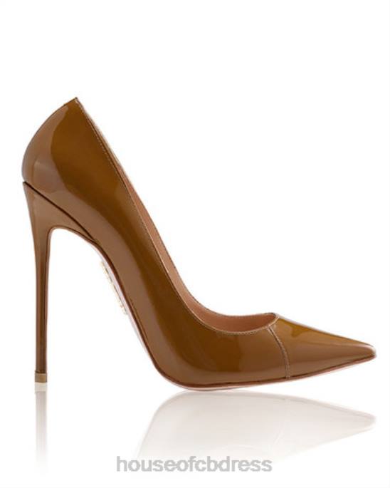 House of CB PARIS 5' Tan Patent Leather Pointy Toe Heels Shoes 4H6N1128