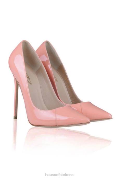 House of CB PARIS Baby Pink Patent Leather Pointy Toe Heels Shoes 4H6N1131