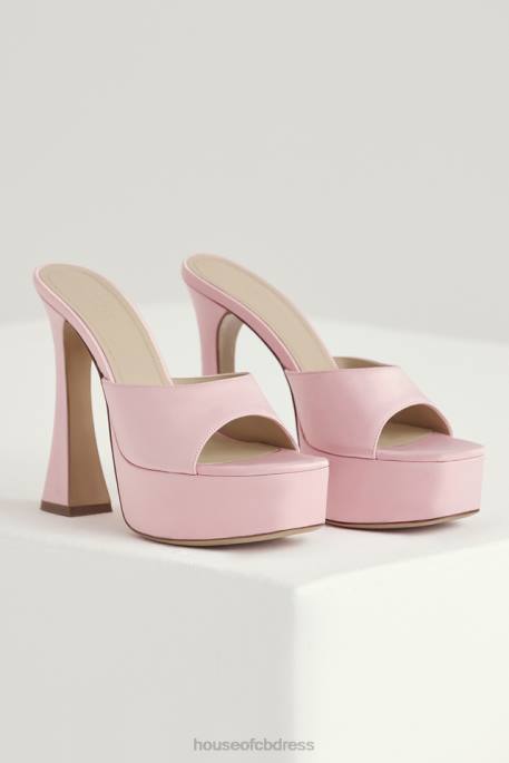 House of CB Alessandra Pink Satin Platform Mules Shoes 4H6N1066