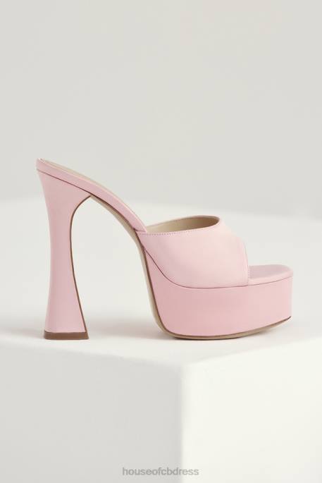 House of CB Alessandra Pink Satin Platform Mules Shoes 4H6N1066