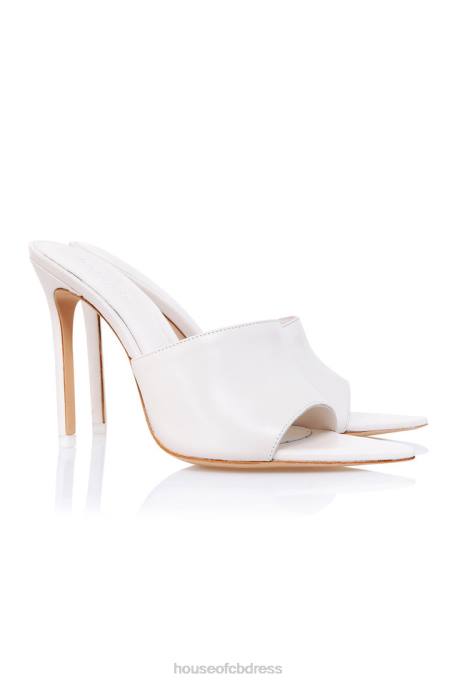 House of CB Andromeda Off White Leather Pointed Mule Shoes 4H6N1111