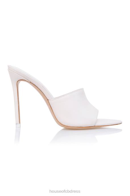 House of CB Andromeda Off White Leather Pointed Mule Shoes 4H6N1111