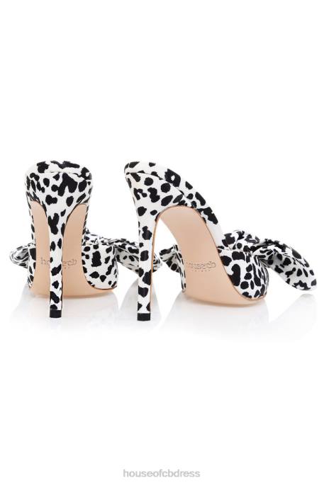 House of CB Beaubelle Dalmatian Print Oversized Bow Mules Shoes 4H6N1110