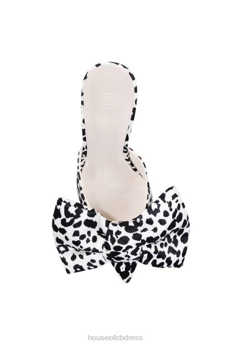 House of CB Beaubelle Dalmatian Print Oversized Bow Mules Shoes 4H6N1110