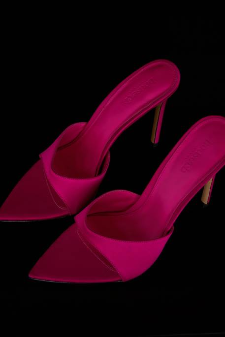 House of CB Bella Pink Pointed High Heel Mules Shoes 4H6N1073