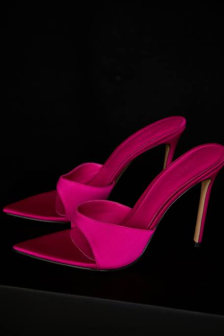 House of CB Bella Pink Pointed High Heel Mules Shoes 4H6N1073