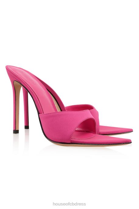 House of CB Bella Pink Pointed High Heel Mules Shoes 4H6N1073