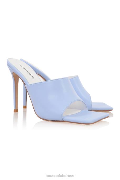 House of CB Mistress Rocks Dream Scene Baby Blue Square Toe Mules Shoes 4H6N1082