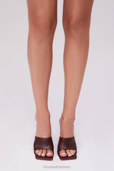 House of CB Mistress Rocks Dream Scene Chocolate Square Toe Mules Shoes 4H6N1075
