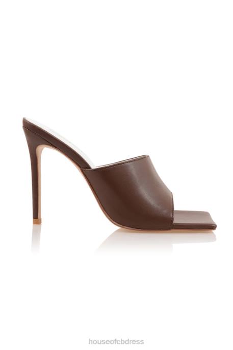 House of CB Mistress Rocks Dream Scene Chocolate Square Toe Mules Shoes 4H6N1075