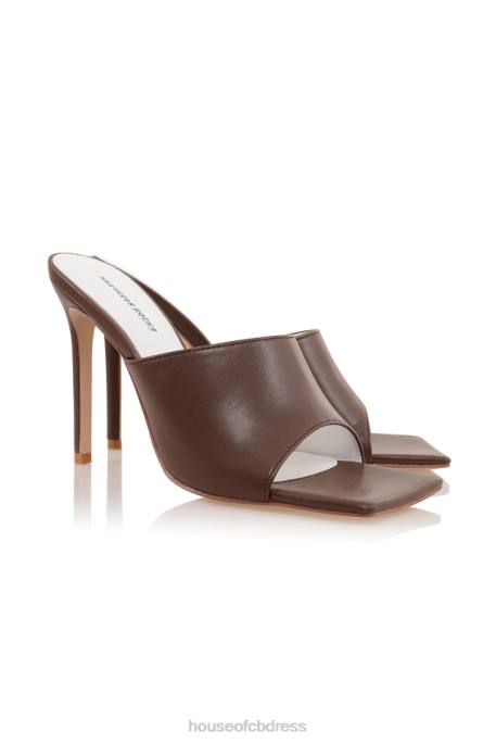 House of CB Mistress Rocks Dream Scene Chocolate Square Toe Mules Shoes 4H6N1075