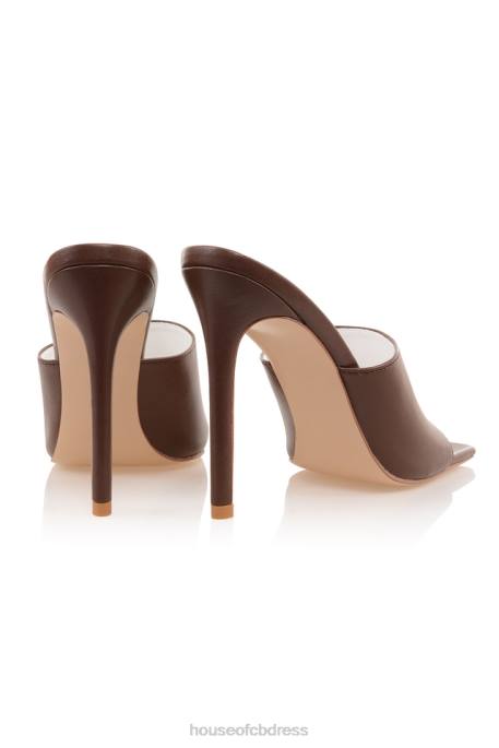 House of CB Mistress Rocks Dream Scene Chocolate Square Toe Mules Shoes 4H6N1075