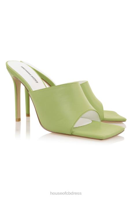 House of CB Mistress Rocks Dream Scene Lime Square Toe Mules Shoes 4H6N1074