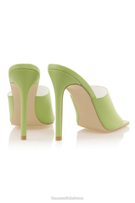 House of CB Mistress Rocks Dream Scene Lime Square Toe Mules Shoes 4H6N1074