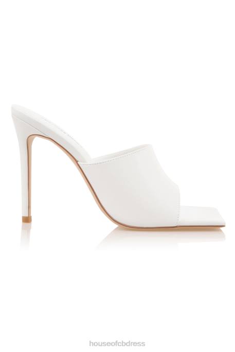 House of CB Mistress Rocks Dream Scene White Square Toe Mules Shoes 4H6N1083