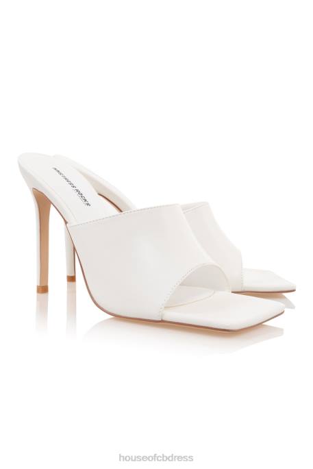 House of CB Mistress Rocks Dream Scene White Square Toe Mules Shoes 4H6N1083