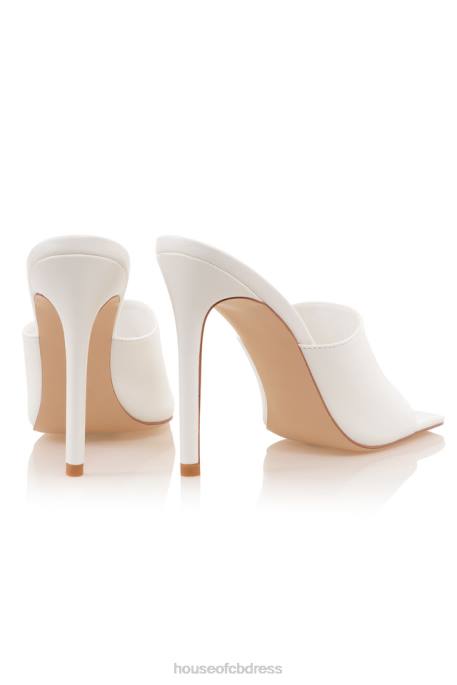 House of CB Mistress Rocks Dream Scene White Square Toe Mules Shoes 4H6N1083
