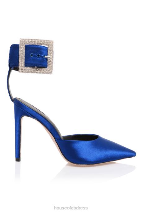 House of CB Krista Cobalt Blue Crystal Buckle Pumps Shoes 4H6N1097