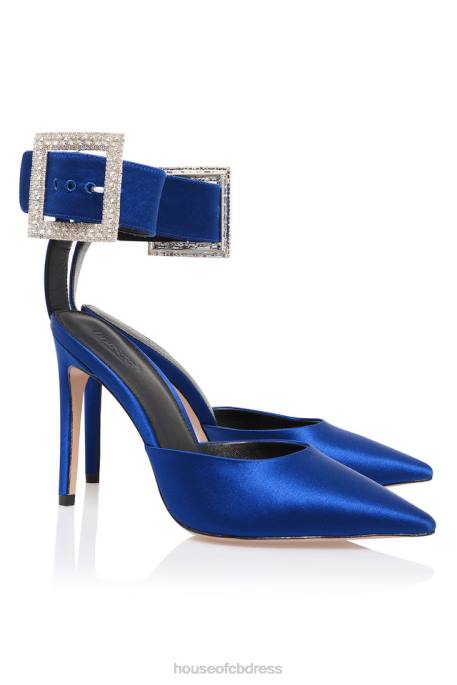 House of CB Krista Cobalt Blue Crystal Buckle Pumps Shoes 4H6N1097