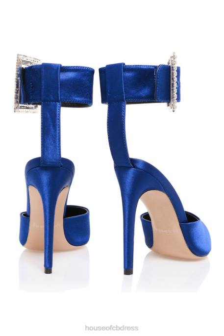House of CB Krista Cobalt Blue Crystal Buckle Pumps Shoes 4H6N1097