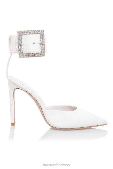 House of CB Krista Ivory Crystal Buckle Pumps Shoes 4H6N1093