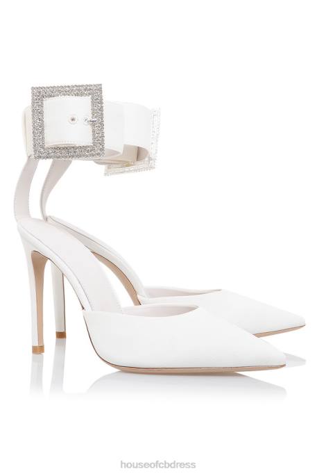 House of CB Krista Ivory Crystal Buckle Pumps Shoes 4H6N1093