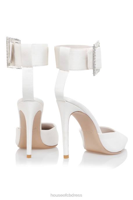 House of CB Krista Ivory Crystal Buckle Pumps Shoes 4H6N1093