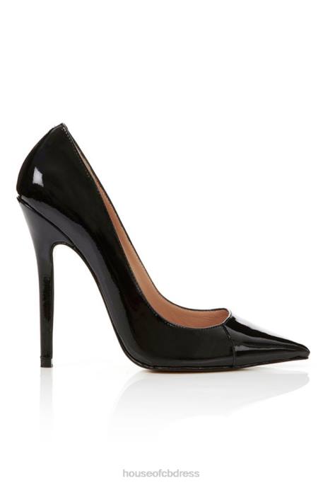 House of CB Paris Patent Leather Black Pointed Toe High Heel Pump Shoes 4H6N1137