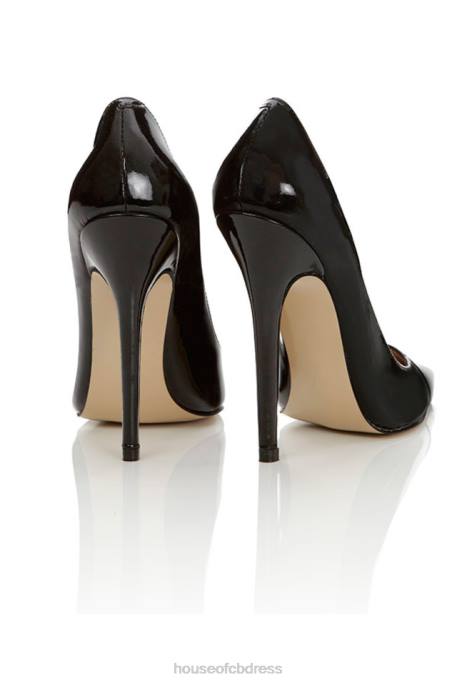 House of CB Paris Patent Leather Black Pointed Toe High Heel Pump Shoes 4H6N1137