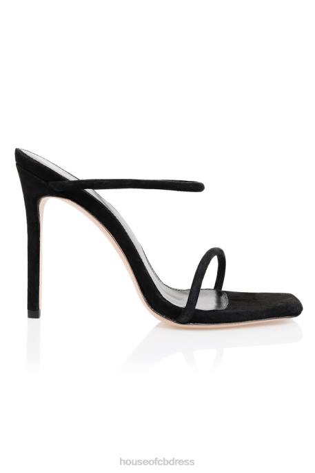 House of CB Barefoot Black Suede Skinny Strap Sandal Shoes 4H6N1104