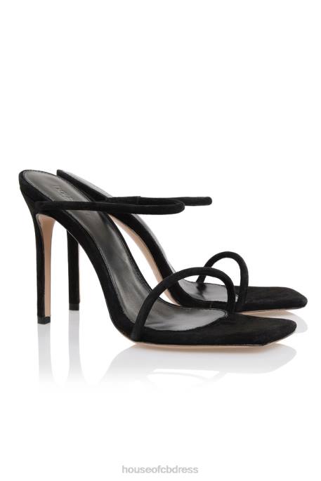 House of CB Barefoot Black Suede Skinny Strap Sandal Shoes 4H6N1104