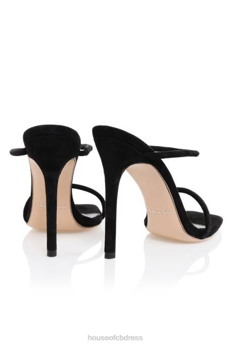 House of CB Barefoot Black Suede Skinny Strap Sandal Shoes 4H6N1104