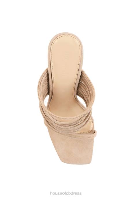 House of CB Evangeline Beige Square Toe Strappy Sandals Shoes 4H6N1105