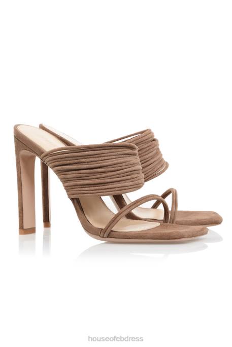 House of CB Evangeline Mocha Square Toe Strappy Sandals Shoes 4H6N1106