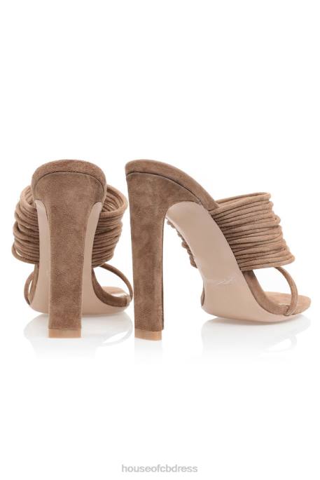 House of CB Evangeline Mocha Square Toe Strappy Sandals Shoes 4H6N1106
