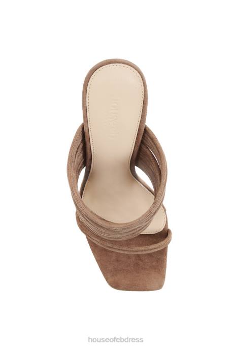 House of CB Evangeline Mocha Square Toe Strappy Sandals Shoes 4H6N1106
