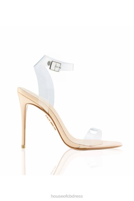House of CB GHOST Clear Straps Beige Leather Sandals Shoes 4H6N1124