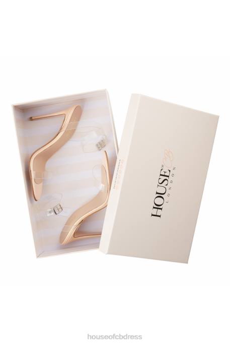 House of CB GHOST Clear Straps Beige Leather Sandals Shoes 4H6N1124