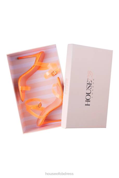 House of CB GHOST Neon Orange Straps Leather Sandals Shoes 4H6N1118