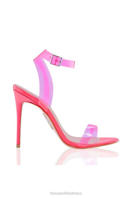 House of CB GHOST Neon Pink Straps Leather Sandals Shoes 4H6N1119