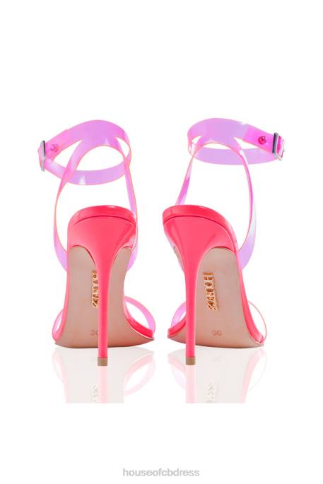 House of CB GHOST Neon Pink Straps Leather Sandals Shoes 4H6N1119