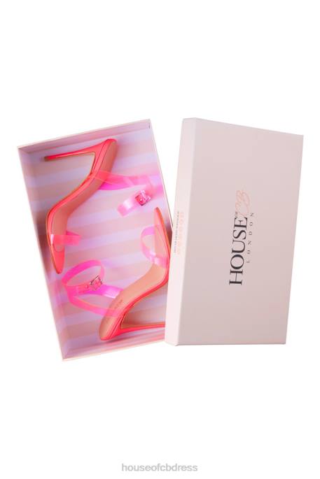 House of CB GHOST Neon Pink Straps Leather Sandals Shoes 4H6N1119