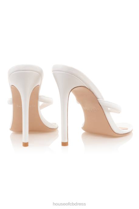 House of CB Lola White Leather High Heel Thong Sandals Shoes 4H6N1079