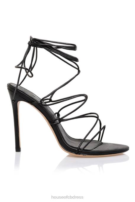 House of CB Tao 100 Black Leather Barely There Sandal Shoes 4H6N1102