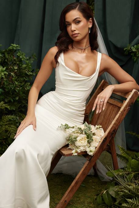 House of CB Emilie Off White Satin Mermaid Bridal Gown Weddings 4H6N1141