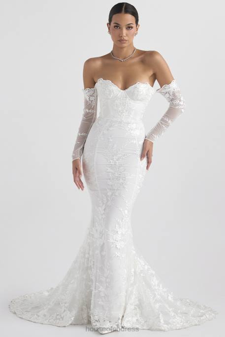 House of CB Isabelle White Lace Long Sleeve Bridal Gown Weddings 4H6N1139